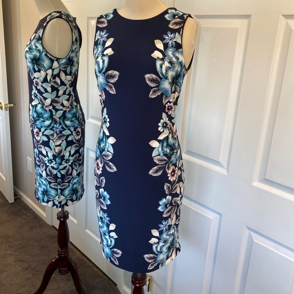 White House Black Market Officer Blue Aquifer Reversible Sheath S
